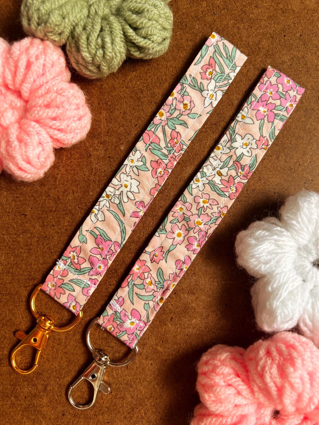 Cloth Keychain Patterns Fabric Keychain Wristlet | Floral Pattern Key Fob | Handmade Accessory ...