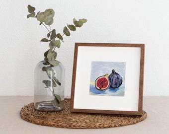 Handgemaltes buntes Feigen Kunstwerk - Kleines Obst-Motiv