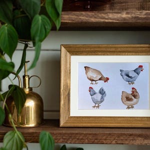 Handmade Watercolor Chicken Art Print