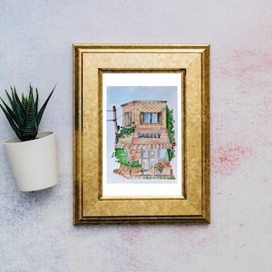 Ilustração de padaria artesanal - peça original em estilo aquarela