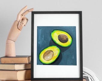 Handgemaltes Mini Leinwand Acryl Gemälde Avocado