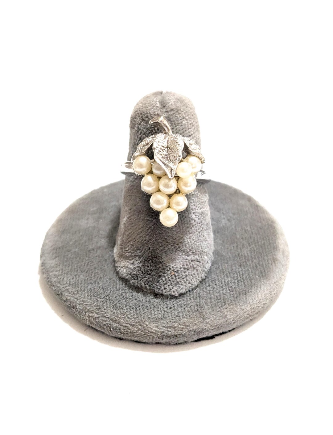 Vintage Faux Pearl Grape Cluster Ring - Adjustable Silver Tone - Etsy