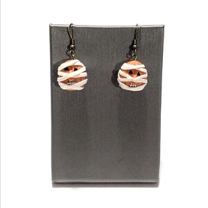 Vintage Halloween earrings pumpkin mummy face monster dangle drop