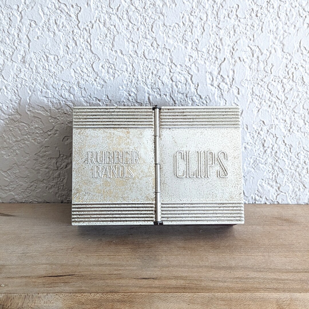 Vintage Metal Box Rubber Band and Paperclip Holder Office Desk Etsy