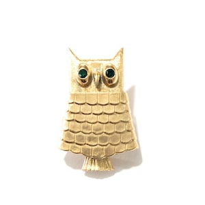Vintage 60s Avon brooch Jeweled Owl Pin Perfume Glace holder 1969 MCM gold tone compact animal figural locket vanity display coquettecore