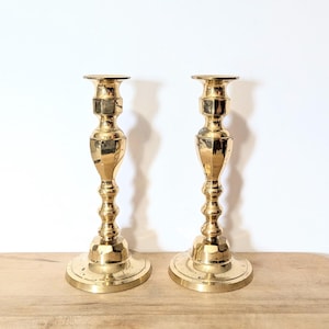Vintage brass candlestick holders set of two gold MCM for candle stick