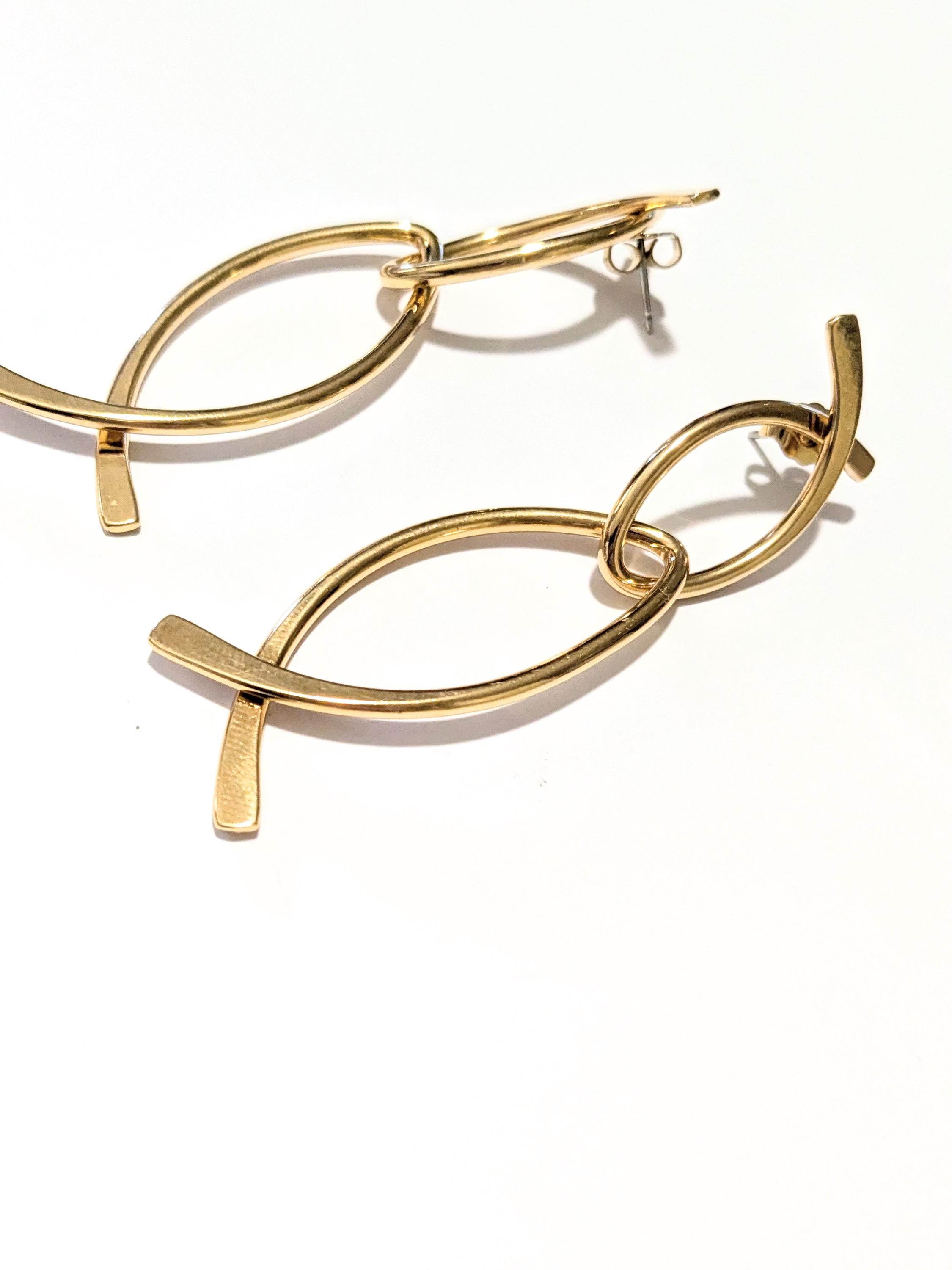Boucles D'oreilles Vintage Avon 1987 Fleurs Dorées - Acier Chirurgical, Neuf Avec étiquettes