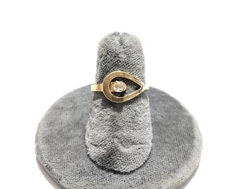 Vintage 70s Avon ring Catch a star 1977 MCM minimalist gold tone white rhinestone mid century jewelry
