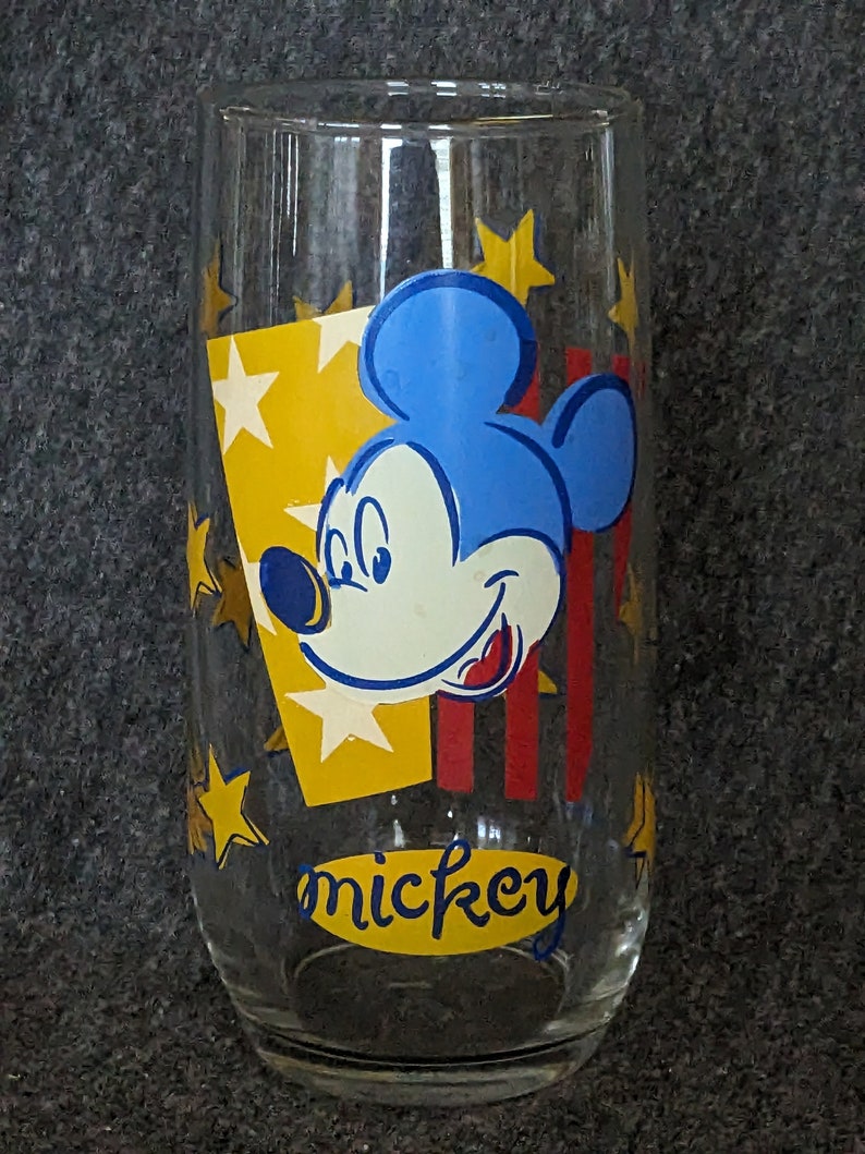 Vintage Mickey Mouse Drinking Glass Walt Disney Cup Etsy