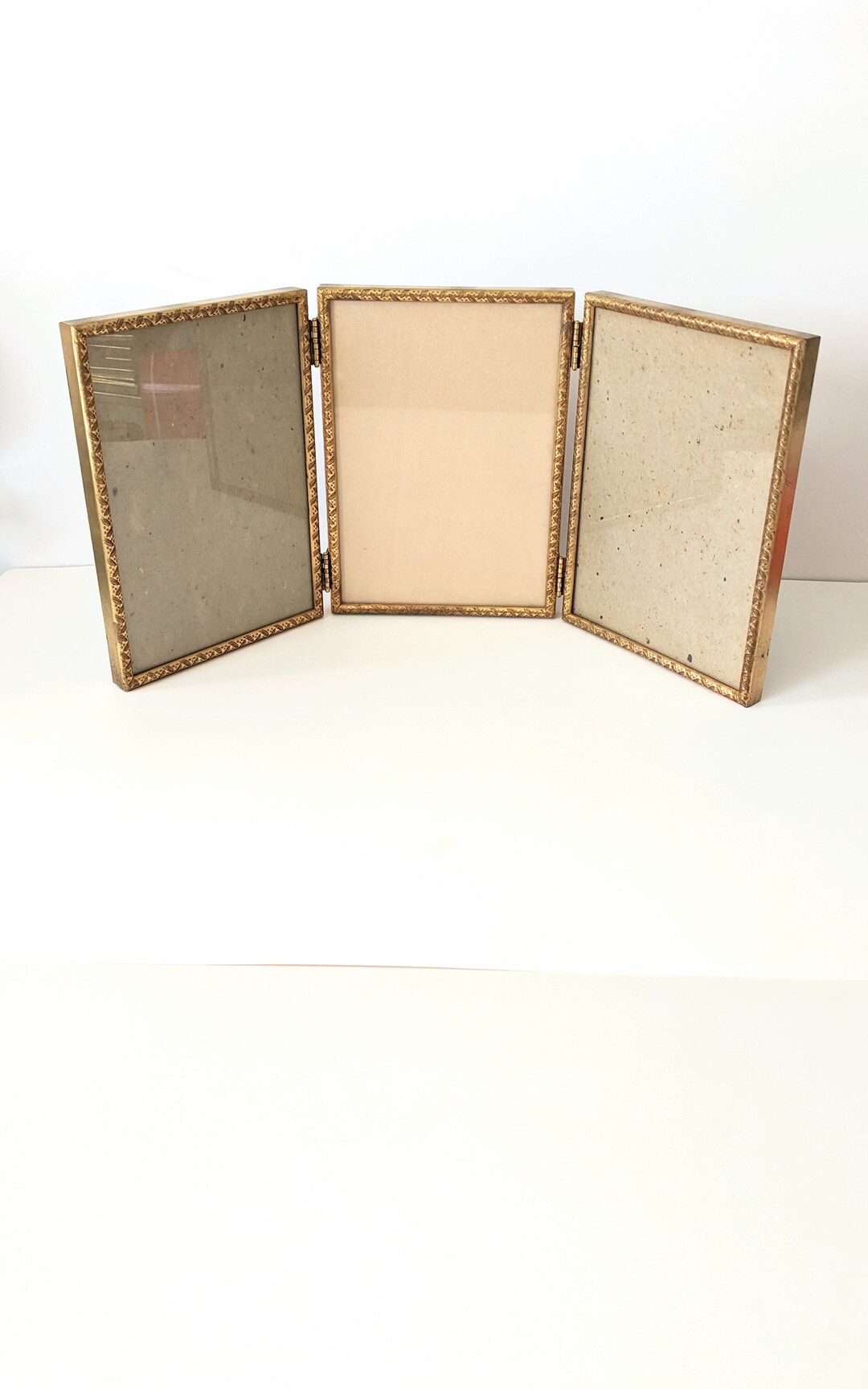 Vintage 1950s Trifold Gold Frames 5x7 Embossed 24 Karat Gold Finish Etsy
