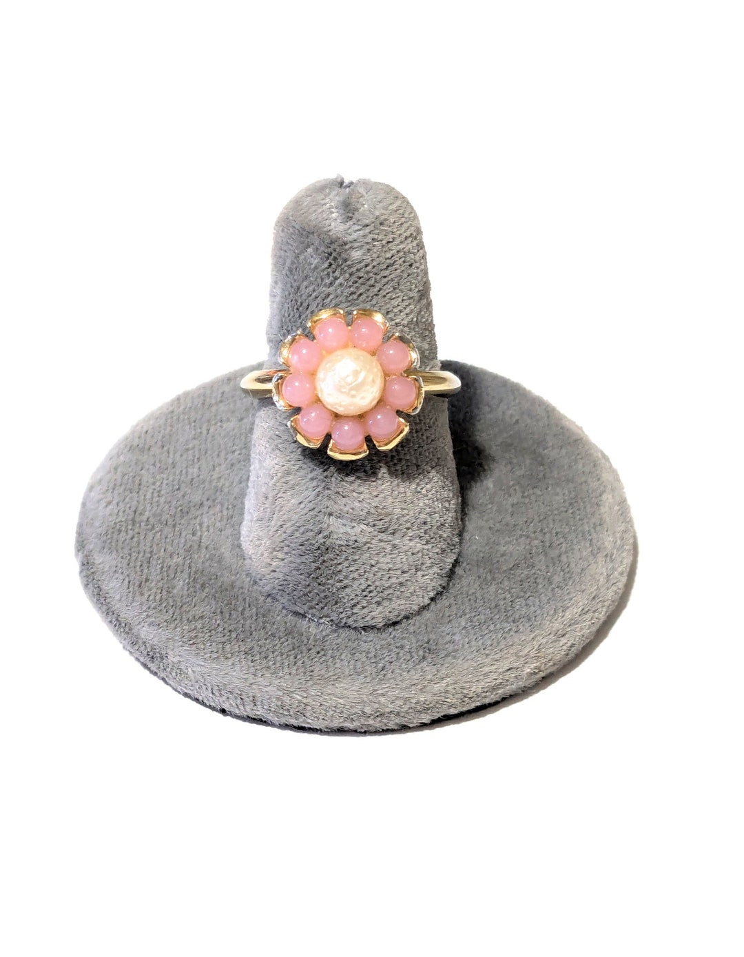 Vintage 70s Avon Ring Pink Flower Daisy Faux Pearls June Birthstone ...