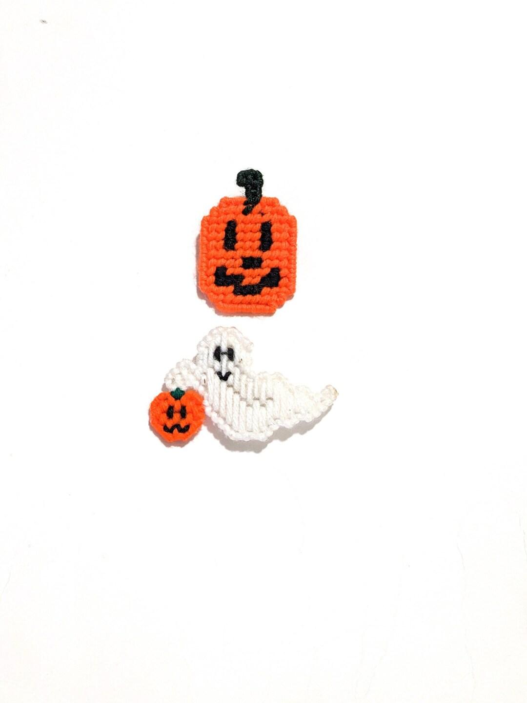 Vintage Halloween Pin Lot Crochet Ghost and Pumpkin Jack O'lantern Hand ...