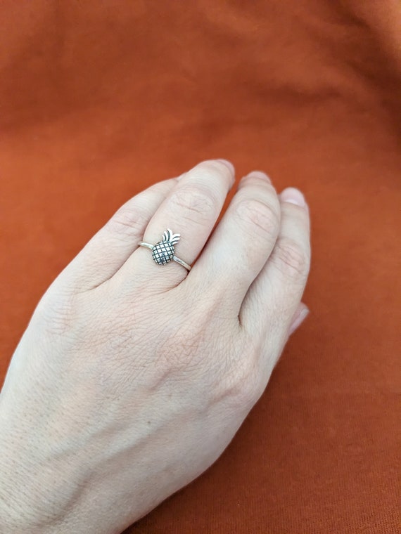 Sterling Silver pineapple ring fruit jewelry - image 3