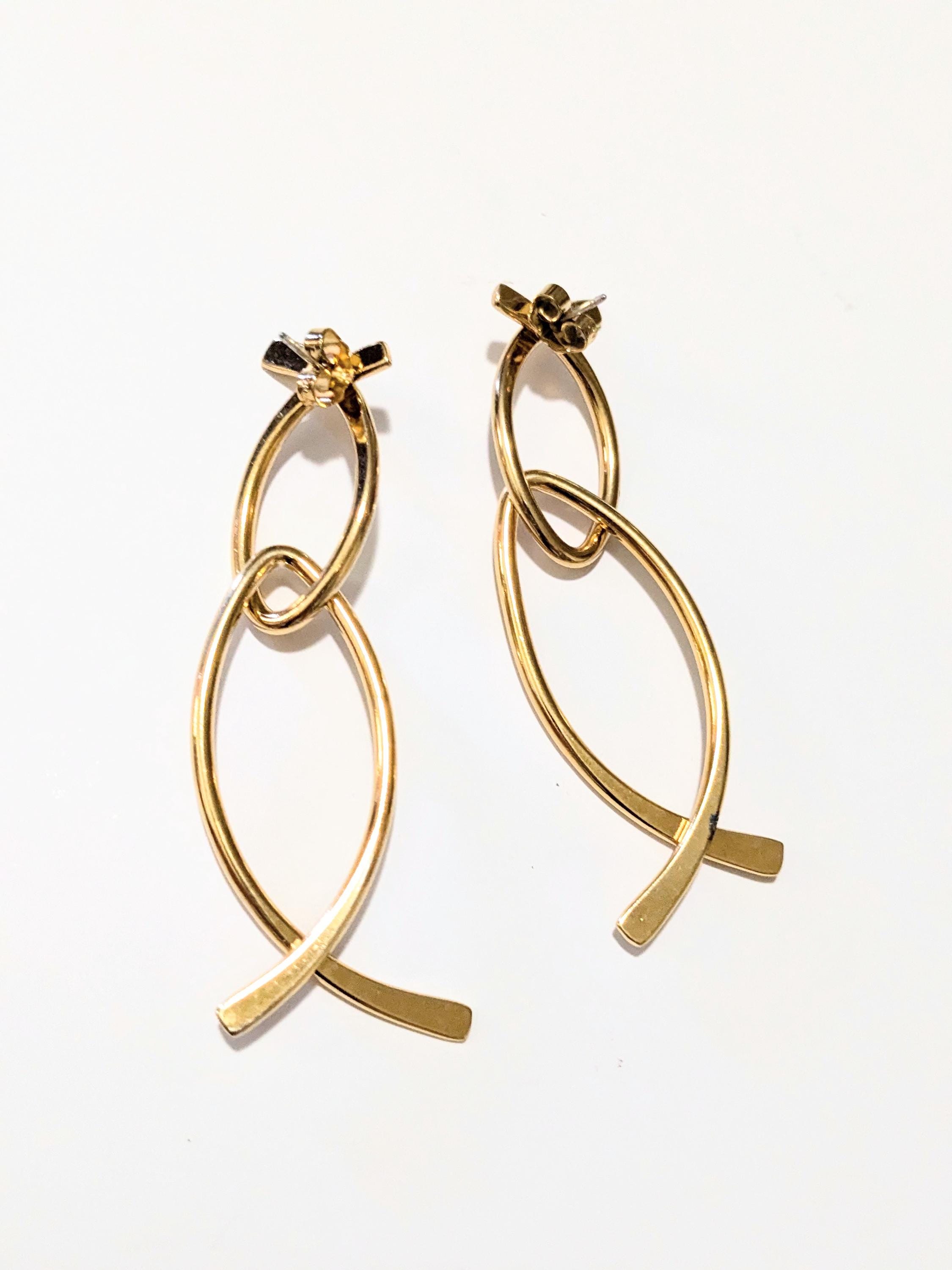 Boucles D'oreilles Vintage AVON En Métal Doré - Pendantes à Clip, Style Rétro - Occasion