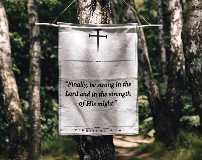Ephesians 6:10 Woven Tapestry | Be Strong in the Lord | Christian Wall Hanging | 26x36