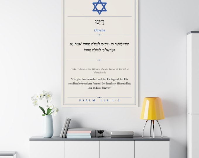 Dayenu Canvas Print | Hebrew Scripture, Psalm 118 Gratitude Art