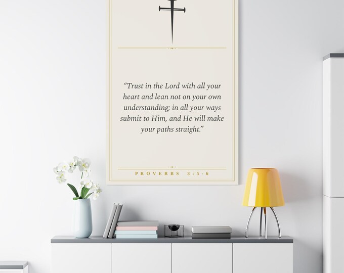 Proverbs 3:5-6 Canvas Print | Trust in Lord Christian Wall Art