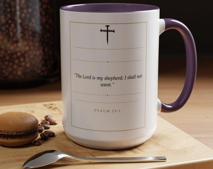 Psalm 23 Coffee Mug | The Lord Is My Shepherd | Christian Scripture Mug | Faith Gift