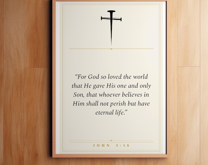 John 3:16 Scripture Wall Art | Christian Bible Verse Print (Digital Download)
