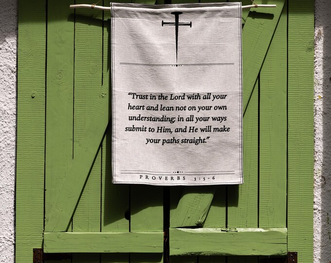 Proverbs 3:5-6 Woven Tapestry | Trust in the Lord | Christian Wall Hanging | 26x36