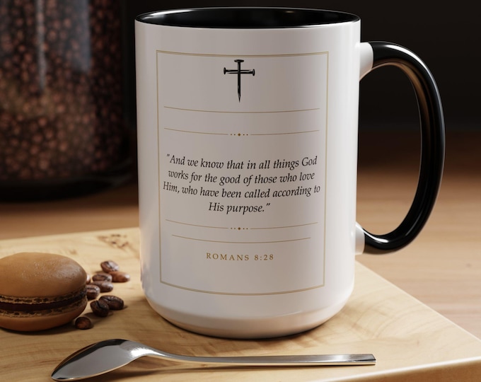 Romans 8:28 Coffee Mug | All Things Work Together for Good Scripture Mug