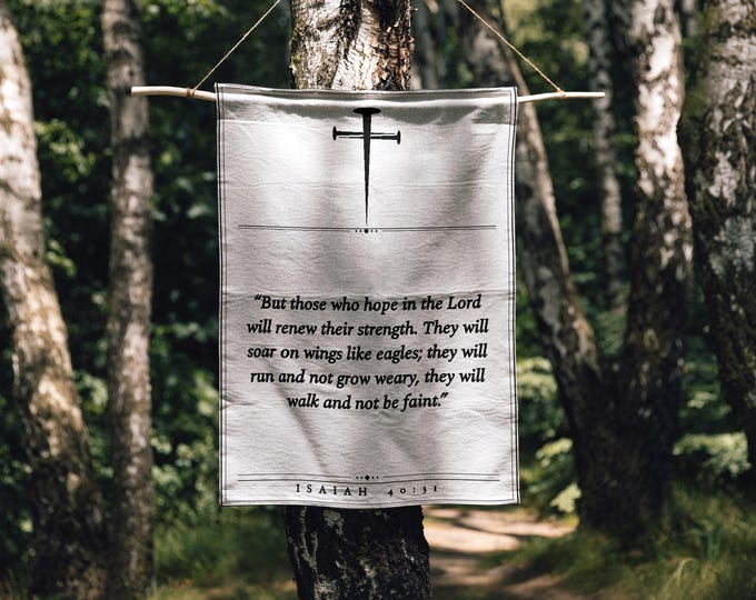 Isaiah 40:31 Woven Tapestry | Renew Their Strength | Christian Wall Hanging | 26x36