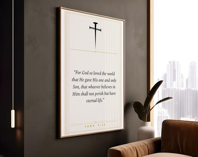 Christian Scripture Wall Art Bundle | 6 Bible Verse Prints | Gold Border | Digital Download Set