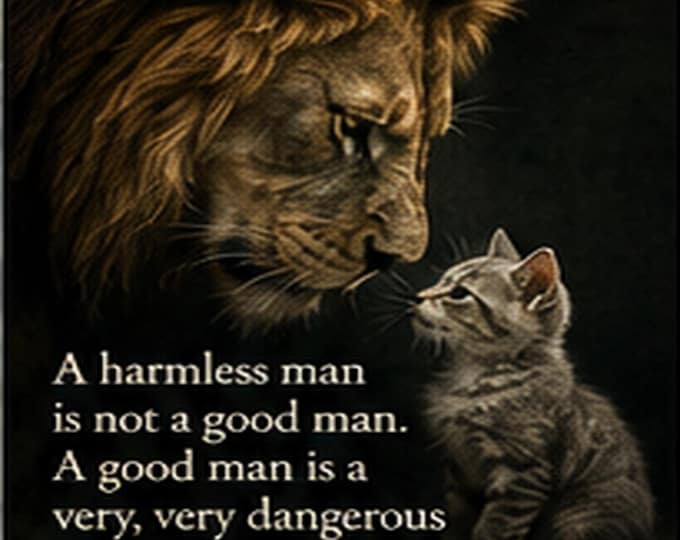 Dangerous Man Wall Art: Lion and Kitten Masculine Digital Download