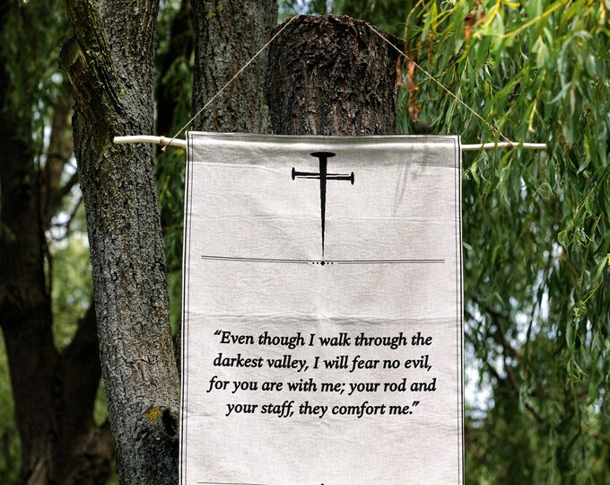 Psalm 23:4 Woven Tapestry | Walk Through the Valley | Christian Wall Hanging | 26x36
