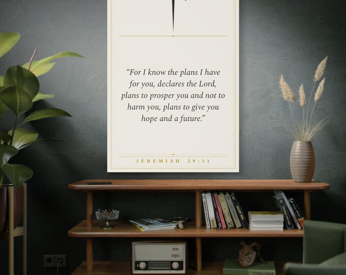 Jeremiah 29:11 Canvas Print | Christian Wall Art, Elegant Serif Typography (3 Sizes)