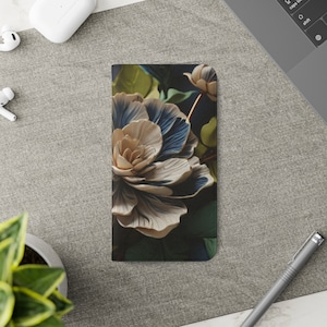 Capa de telefone flip floral luxuosa – capa tipo carteira chique para iPhone e Samsung
