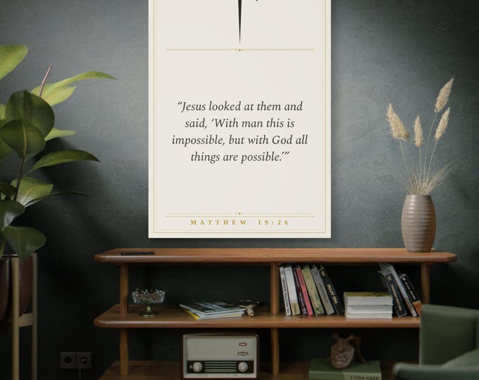 Matthew 19:26 Canvas Print | With God All Things Possible Christian Art