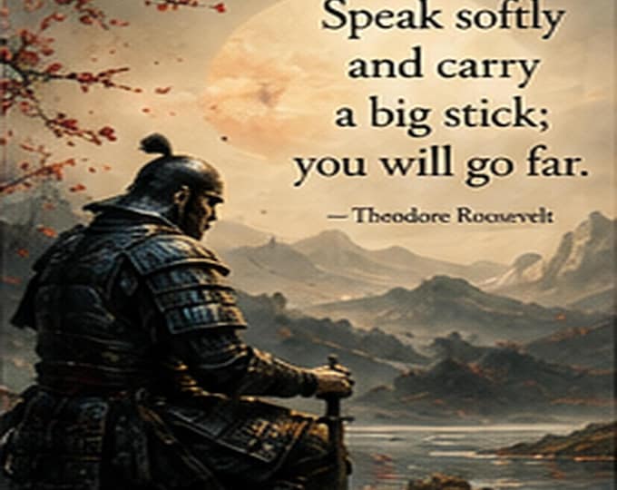 Speak Softly Wall Art: Theodore Roosevelt Samurai Quote Digital Download