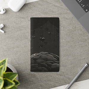 Capa Flip Coração Preta - Capa Carteira Elegante para iPhone e Samsung