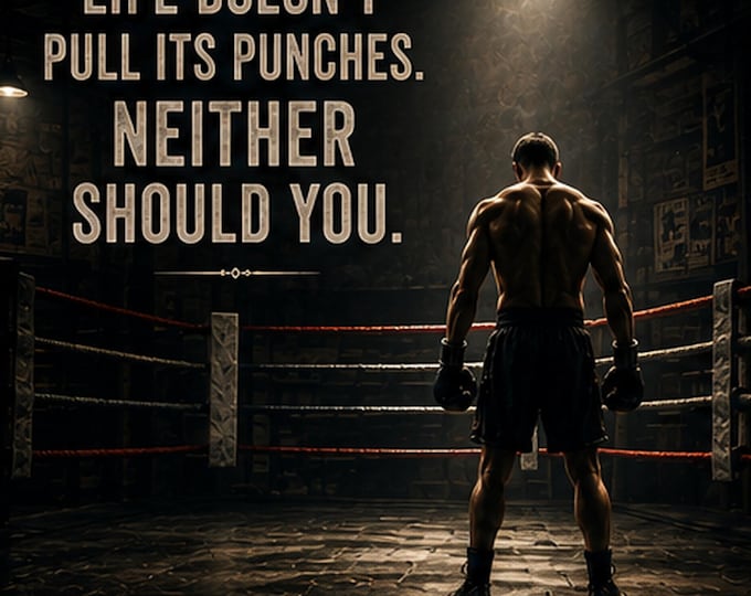 Motivational Wall Art, Life Doesn't Pull Its Punches, Masculine Gym Office Printable