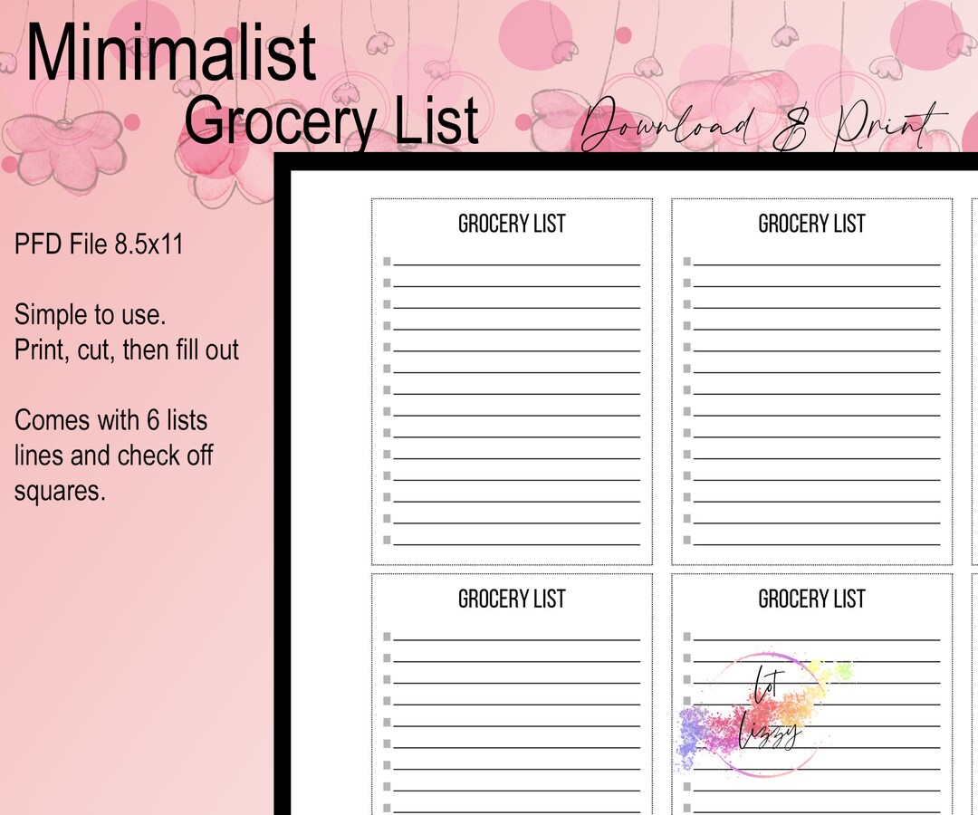 Simple Grocery List Template Printable Food Shopping List - Etsy
