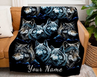 Wolf Blanket, Wolf Gifts for Men, Wolf Gifts Women, Wolf Lover Gift,Outdoorsy Gifts,Cabin Gift Ideas,Wildlife Gifts, Unique Gift For Brother