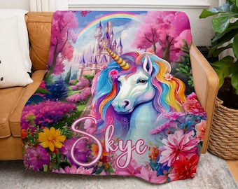 Princess Blanket Personalized Princess Gift, Unicorn Blanket For Girls, 5 Year Old Girl Gift, Unicorn Gift For Girls, Custom Name Blanket