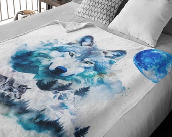 Wolf Gifts Personalized Wolf Blanket, Teenage Boy Gifts, Teenage Girl Gifts, Cabin Blankets, Camping Blanket, Cabin Decor Lakehouse, Wolves