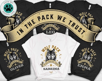 Camisas de la manada de lobos, camisa de crucero grupal personalizada, juego de camisas familiares, regalo familiar a juego, camisa amante del lobo, camiseta de lobo, camiseta de camping familiar