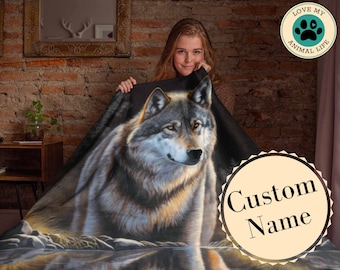 Wolf Blanket, Lap Blankets Personalized, Teenage Boy Gifts, Teenage Girl Room Decor, 50x60 Personalized Blanket, Wolf Accessories, Wolves