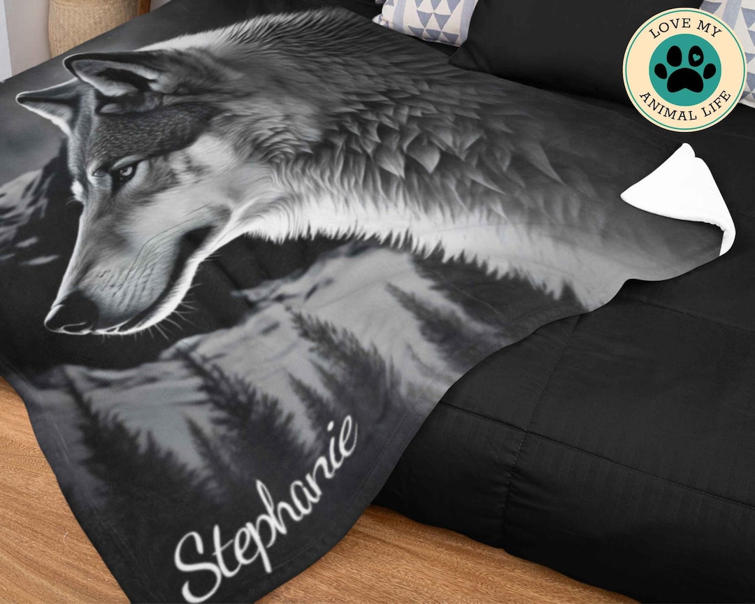Wolf Blanket, Lap Blankets Personalized, 50x60 Personalized Blanket