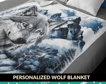 Wolf Blanket, Teenage Boy Gifts, Teenage Girl Room Decor, Wolf Lover Gift, Wolf Accessories, Animal Blanket, Lodge Blanket, Mountain Cabin