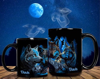 Tasse de loup, tasse de café de loup, cadeaux de loup pour les hommes, cadeaux de loup pour des femmes, cadeaux de loups, loup personnalisé, loups