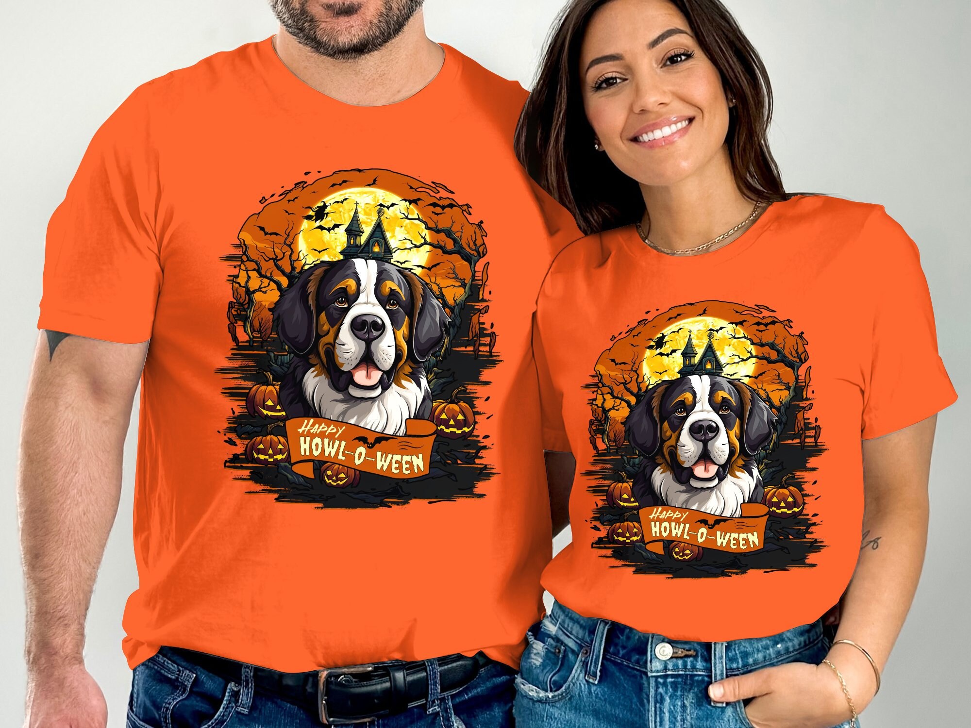 Discover Spooky Saint Bernard Shirt, Halloween Shirt, Saint Bernard Mom Halloween Dog Shirt Saint Bernard Dad Saint Bernard Gifts