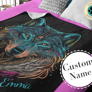 Wolf Blanket, 50x60 Personalized Blanket, Teenage Boy Gifts, Teenage Girl Room Decor, Lap Blankets Personalized, Wolf Accessories, Wolves