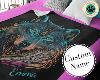 Manta de lobo, manta personalizada de 50x60, regalos para adolescentes, decoración de la habitación para adolescentes, mantas de regazo personalizadas, accesorios de lobo, lobos
