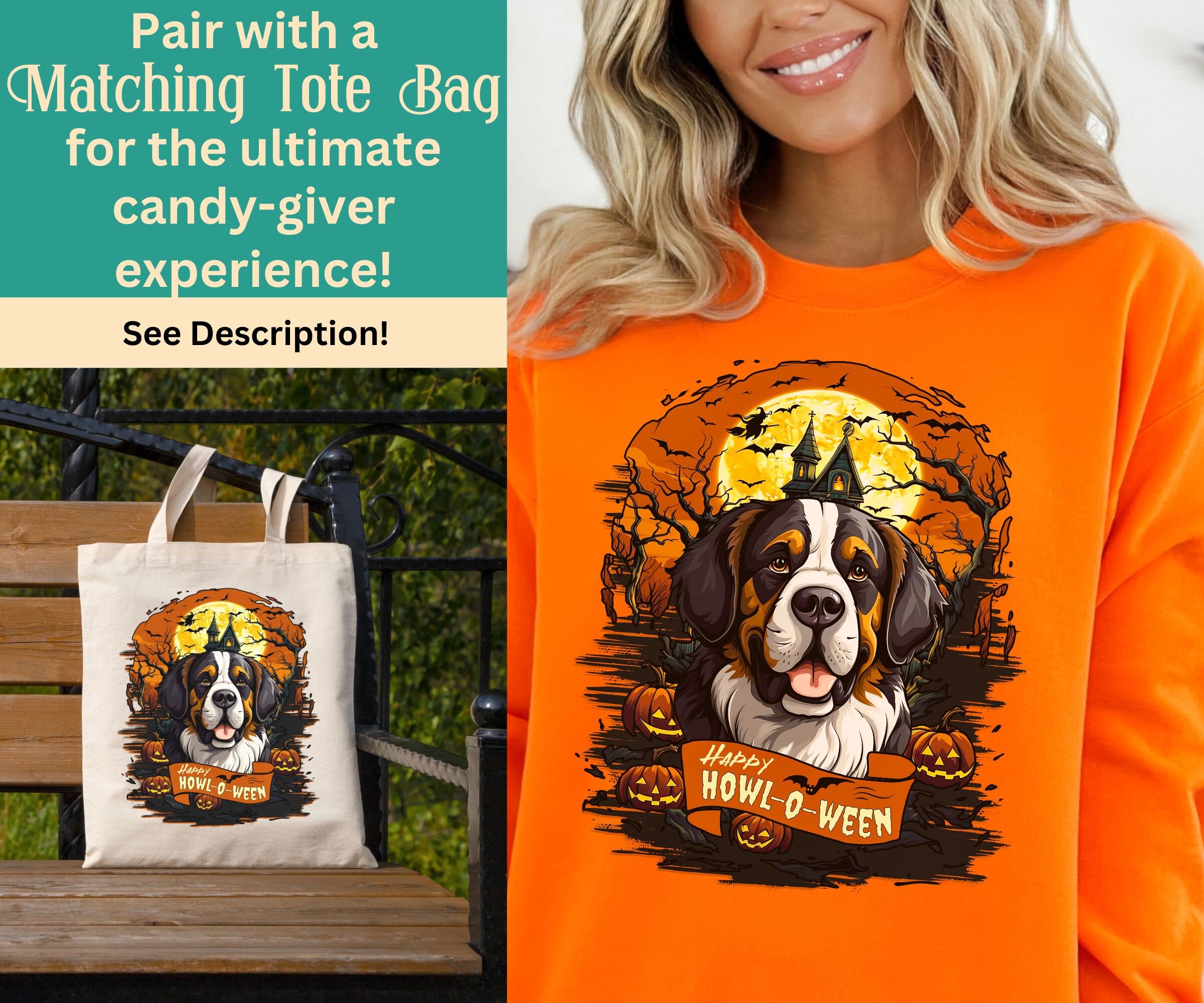 Discover Spooky Saint Bernard Shirt, Halloween Shirt, Saint Bernard Mom Halloween Dog Shirt Saint Bernard Dad Saint Bernard Gifts