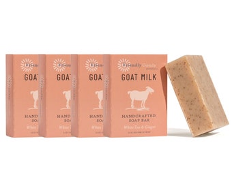 Goat Milk Soap Bar White Tea & Ginger (4-Pack) | Handmade Goat Milk Soap | Moisturizing Soap | Sensitive Skin | Gifts for Him/Her | Natural