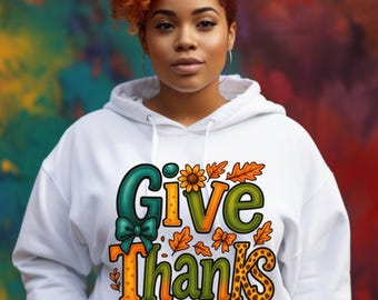 Give Thanks Leopard Print PNG | Fall Thanksgiving Clipart (Digital Download)